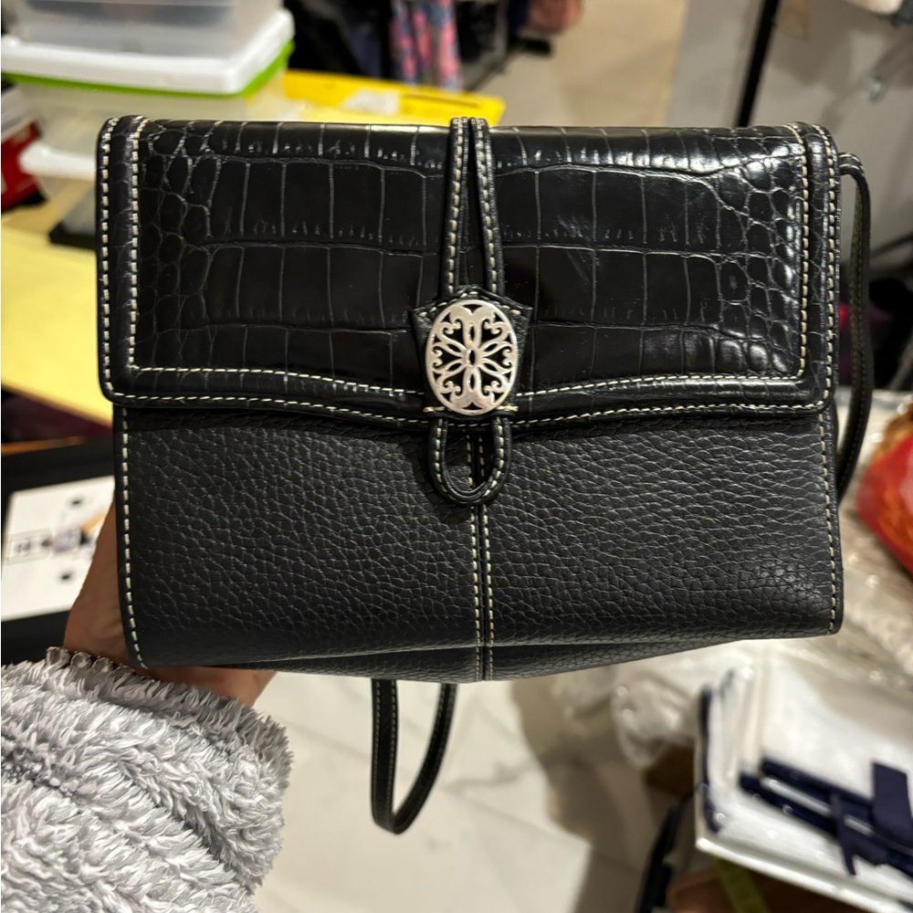 Brighton Elegant Black Leather Crossbody Bag